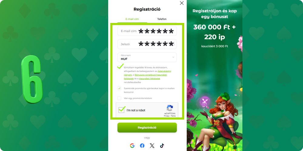 A Verde Casino regisztrációjának hatodik lépése